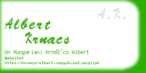 albert krnacs business card